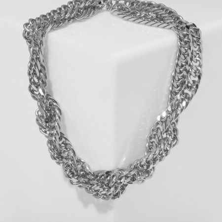 The necklace "chain" is double, tourniquet, silver color, 40 cm