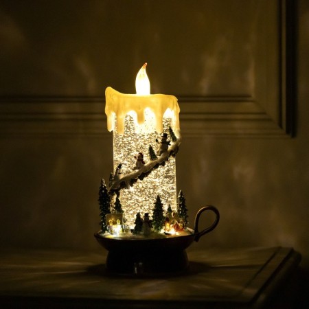 LED candle with snowmen, 14 × 23 × 12 cm, plastic, AAX3 batteries (not complete), USB, glow warm white-4
