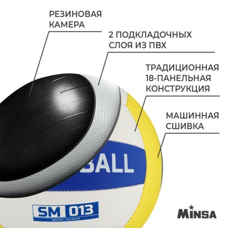 Volleyball ball Minsa SM 013, PVC, machine stitching, 18 panels, p. 5-2