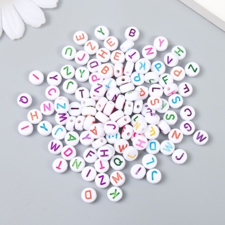 Beads for creativity Plastic "English Bukva in the Circle" Multi -colored set of 15 grams 0.3x0.6.x0.6cm mix 9485558