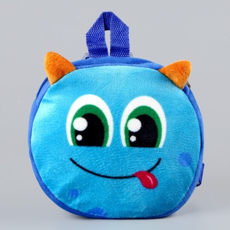 Baby plush backpack for a boy, round "Montrustrik", 18 × 18 cm-2