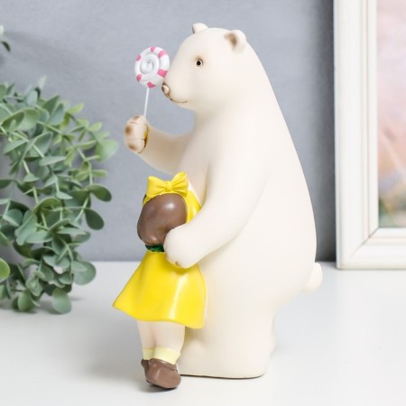 Souvenir Polystone "Bear hugs the baby, with a lollipop" 10.5x11x21 cm-3