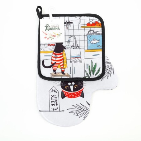 Kitchen-kitchen “meow” mittens of 20x28cm, take 17x17cm, 35% x/l, 65% p/e-5