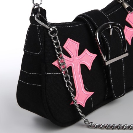 Youth bag with zipper, black color-3