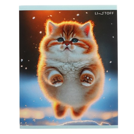 Notebook of 48 sheets in the cage "Winter cats", covered cardboard, matte lamination, selective UV-lame, block 60g/m2, mix-6
