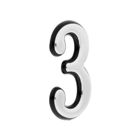 Door digit "3" tundra, plastic, chromium color, 1 pc.-1