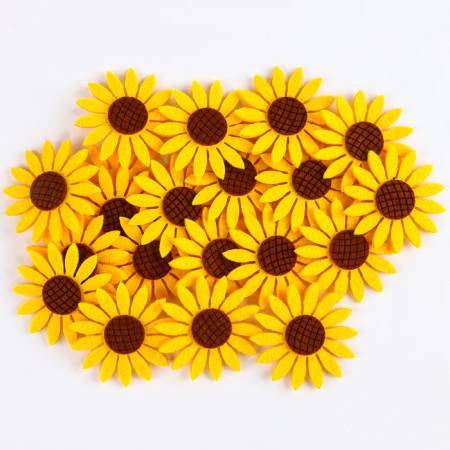 Adhesive -based felt decor, set 20 pcs., Size 1 pc. - 6 × 6 cm., Yellow color-1