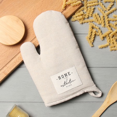 Ethel "Home" mittens, beige color, 26x16 cm, 50%HL, 50%flax