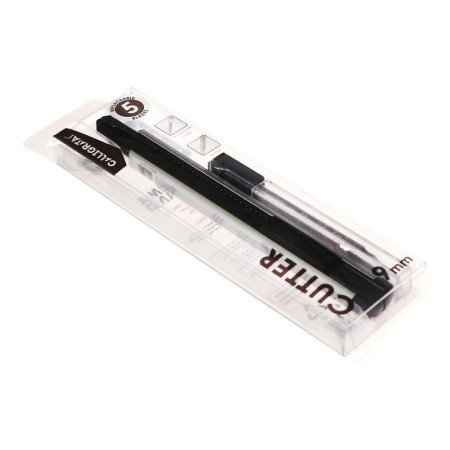 Chancellery knife 9mm metal + blade, 5 pieces of black, top-2