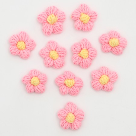 Knitted flower, set 10 pcs., Size 1 pc., 4 × 1.5 cm, pale pink color-1