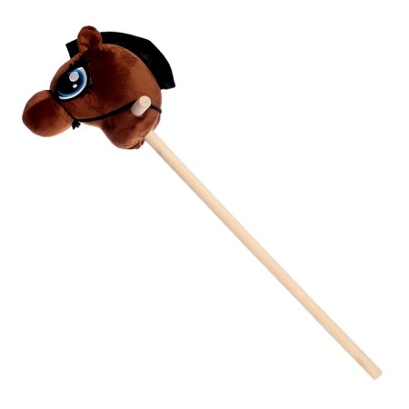 Soft toy "horse-horseman" on a stick, brown color-19
