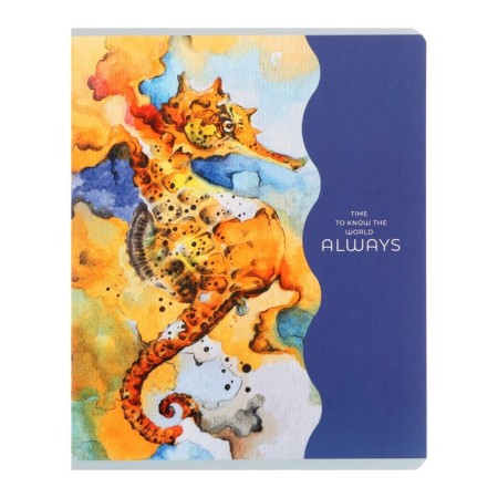 Notebook A5, 96 sheets in a cage on a bg clip "World around", covered cardboard, matte lamination, offset unit, mix-2