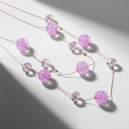 Beads "Caramel", bead No. 16, color pink-violet in gold, 54 cm-2