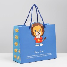 Gift package, packaging, “lion in a pocket”, 30 x 11 x 24 cm