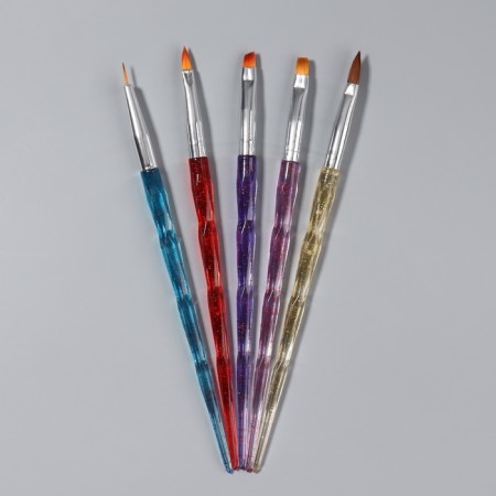 A set of brushes for building and design of nails, 5 pcs, 18 cm, multi -colored-2
