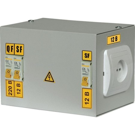 A box with a lowering transformer IEK MTT12-012-0250 220/12V, 2 circuit breaker