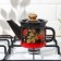 Hot teapot, 1 l, fixed handle, induction, red-black color, mixture