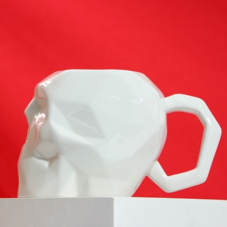 Ceramic “Skull” mug white, 500 ml, white color-4