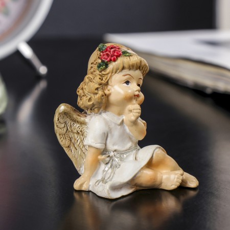 Polystone souvenir "Angel-girl with puffy cheeks thoughtful" mix 5.4x3.8x3.9 cm-2