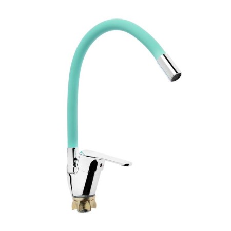Accoona A4844K kitchen mixer, single -leaf, silicone spout, silumin, green/chrome-1