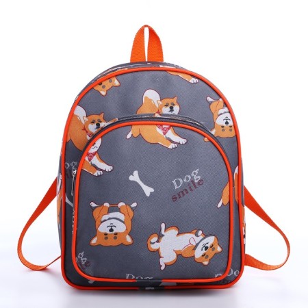 Baby backpack on lightning, external pocket, gray/orange color-2