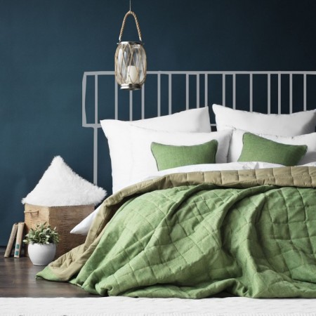 Jerry set: covering 160 x 220 cm, pillowcase 40 x 40 cm - 2 pcs, green color-1