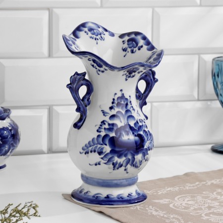 Vase "Chrysanthemum", 12.5 × 23.5 cm, Gzhel-1