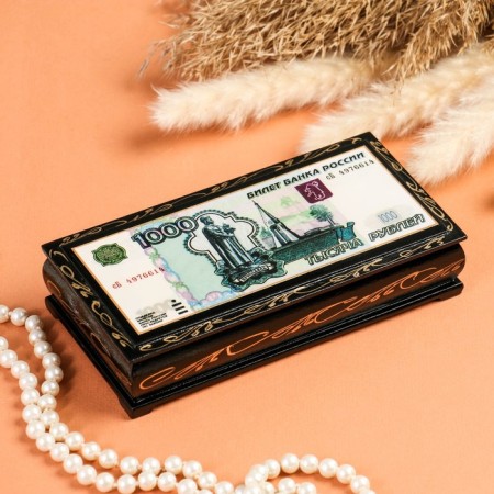 Casket - a bill "1000 rubles", 8.5x17 cm, lacquer miniature