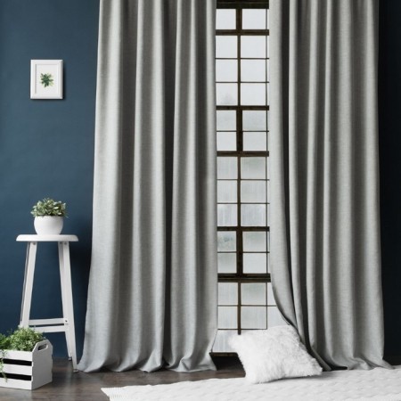 Konni curtain set, size 140 x 270 cm - 2 pcs, grab - 2 pcs, color gray