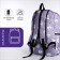 School backpack from textiles on lightning, 3 pockets, pencil case, lilac color