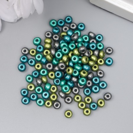 Glass beads 6/0 "metallic. Melange. Blue-green" 10 g