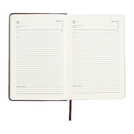 Diary of Leduced A5, 160 Escalada sheets, hard -leather cover, perforation, pancake embossing, lies, cream block 70g/m2, brown-10