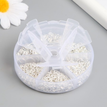 Rings clamping metal in the box "Silver" 880 pcs 8x8x2 cm