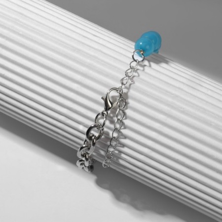 Bracelet "Flower" chain, blue color in silver, l = 16 cm-5