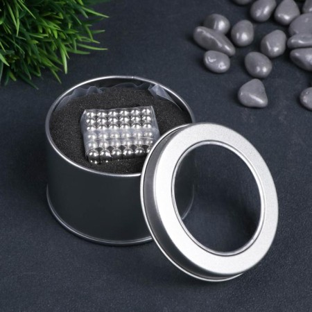 Antistress Magnet "Neokub" 216 balls d = 0.5 cm (silver)-1