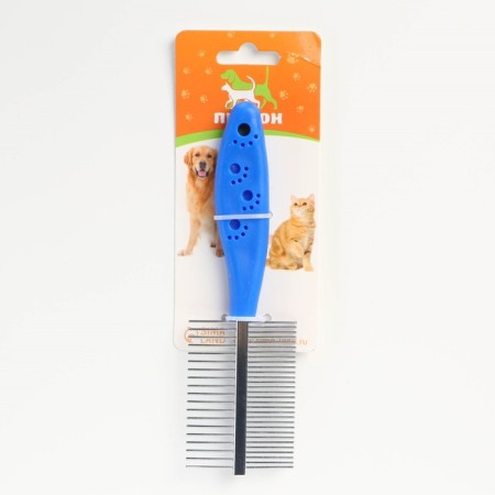 Combed double -sided "paws" with straight teeth, plastic pen, blue-4