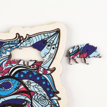 Puzzle wooden figured "Wolf", in the frame-5