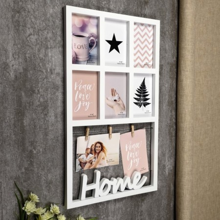 Photo frame plastic in 7 photos 10x15 cm "House" White 55.5x33 cm-1