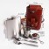 Set 4 in 1: Flaw 9 OZ + spoon + fork + glass 100 ml, in case, brown skin