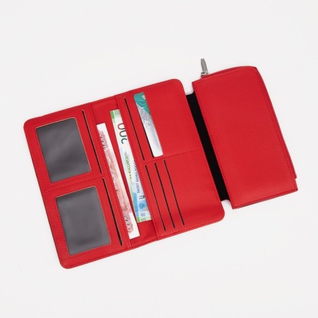 Women's wallet on the button, red color-4