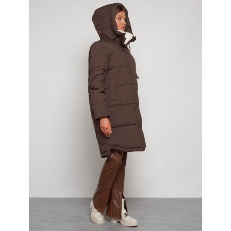 Coat insulated winter female, size 52, brown color-6