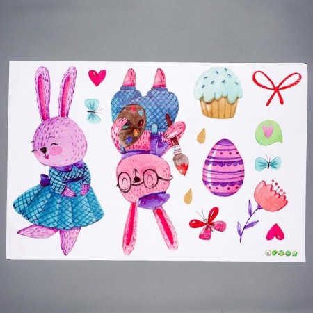 Stick plastic interior color "rabbits" 40x60 cm-1