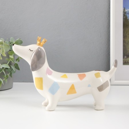 Souvenir Ceramics "Dachshund in the Crown" multi -colored spots 23.2x6.2x15.8 cm-1