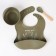 Set for feeding: bib, plate on a suction cup, spoon, m & b, green