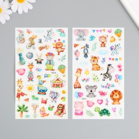 Plastic sticker "Cute animals" mix 10x21.5 cm