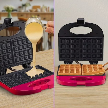 Electric waffle box Kitfort KT-3659, 750 W, Belgian waffles, black-pink-2