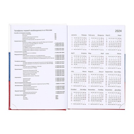 Dated diary 2025, Devente. Flag, a5 168 sheets, a solid cover of leatherette with foam, foil embossing, perforation, liesse, block 70 g/m2-5
