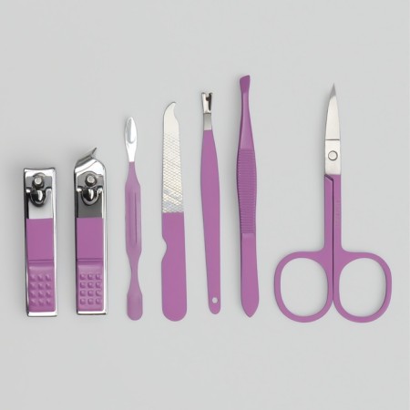 Manicure set, 7 items, in case, lilac color-3