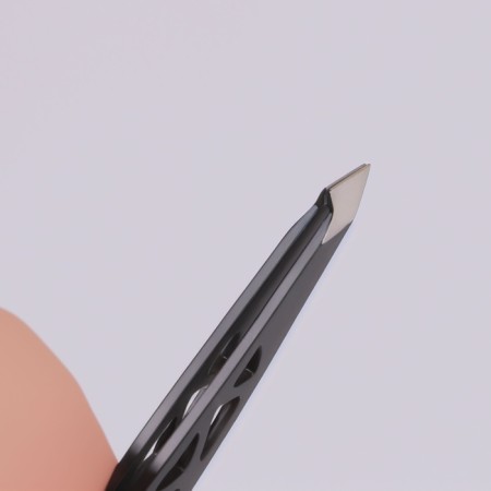 Pinzet "Geometry", beveled, pointed, 9.5 cm, black color-3