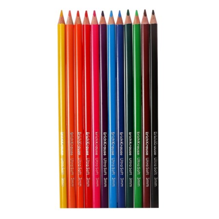 Pencils 12 colors Erichkrause Kids Space Animals, trihedral, wooden, euro suspension-2